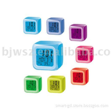 7 colour change digital alarm clock